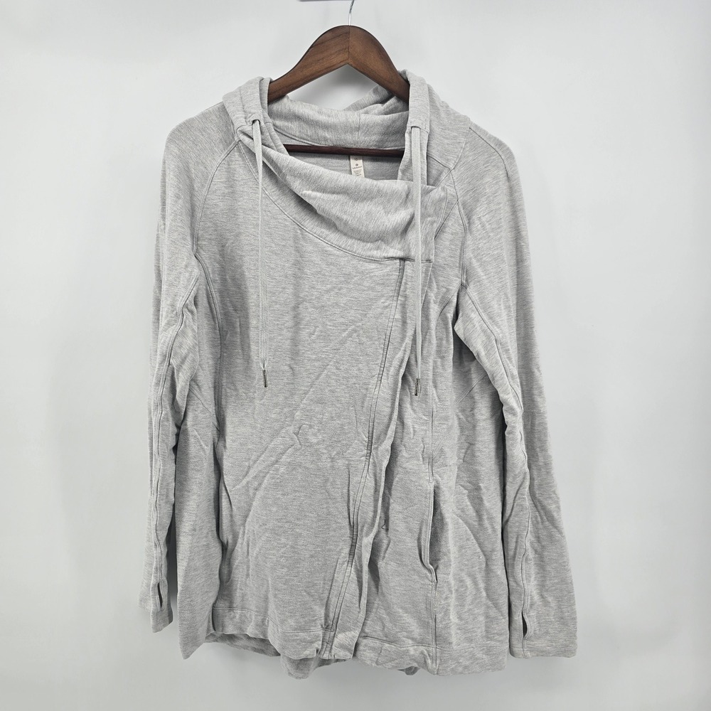 Lululemon Zen Garden Wrap Hoodie Gray Asymmetrical Zip Up Sweatshirt Size 10
